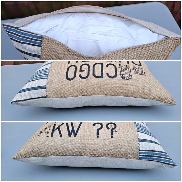 Down Fill Throw Pillow Lacefield Designs Distressed Burlap Alphabet Letters - Picture 4 of 8